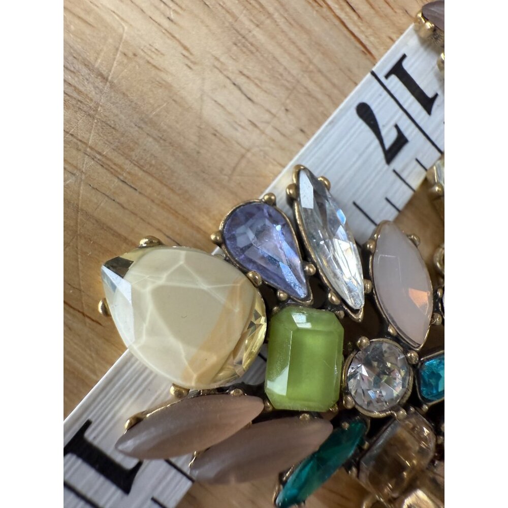 Stella & Dot Mae Trellis Statement Necklace Gold Chain Multicolor Gemstones 13.5 - Picture 11 of 12